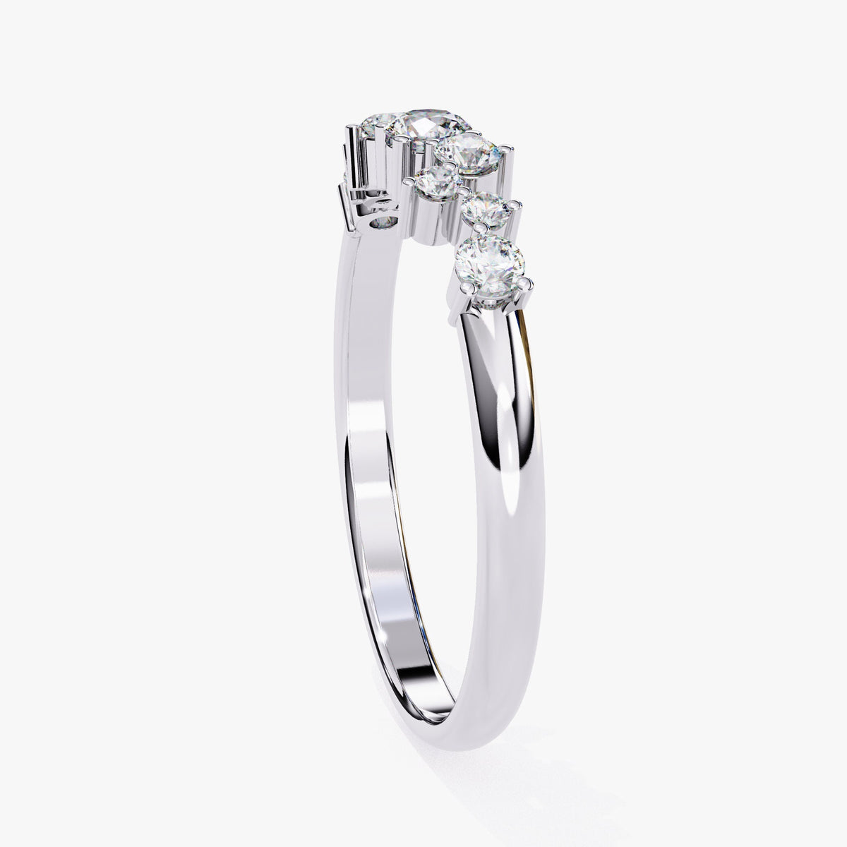 14k Gold Natural Diamond Cluster Ring: Prong Setting Wedding Band (0.60 Ct)