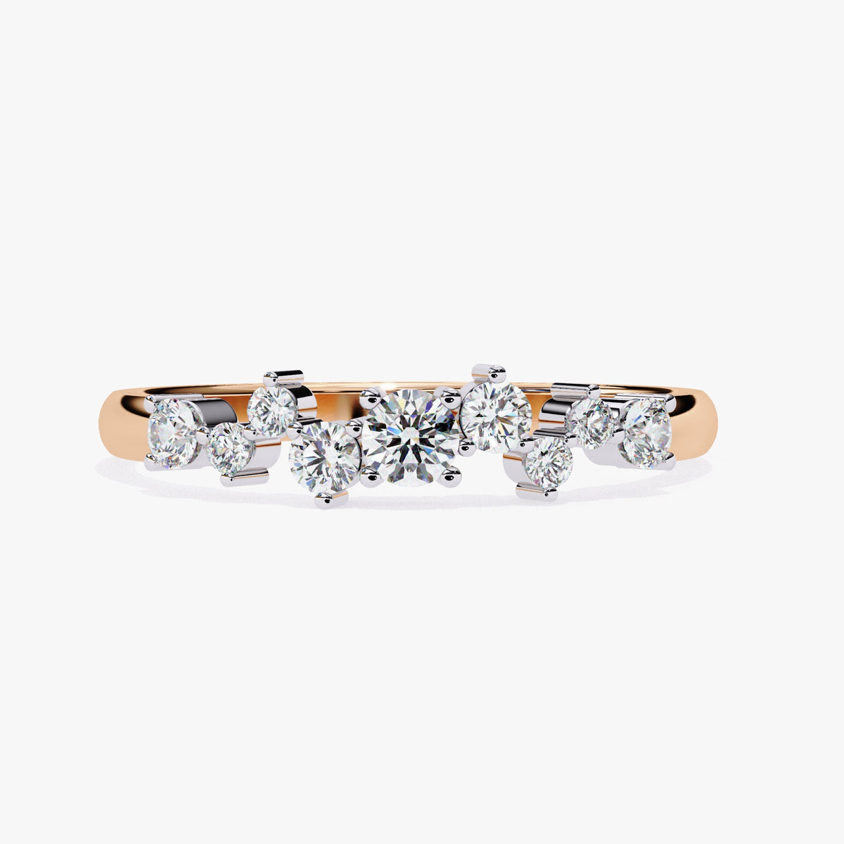 14k Gold Natural Diamond Cluster Ring: Prong Setting Wedding Band (0.60 Ct)