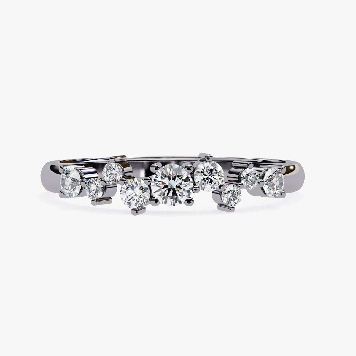 14k Gold Natural Diamond Cluster Ring: Prong Setting Wedding Band (0.60 Ct)