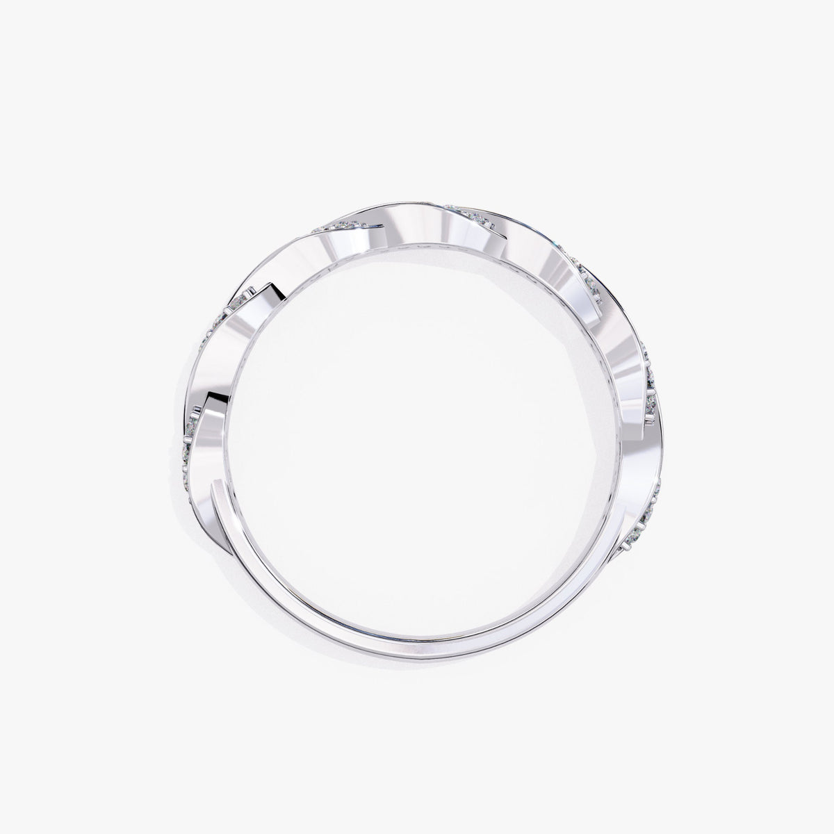 14k Gold Diamond Twist Ring: Pave Set Wave Bridal Band (0.33 Ct)