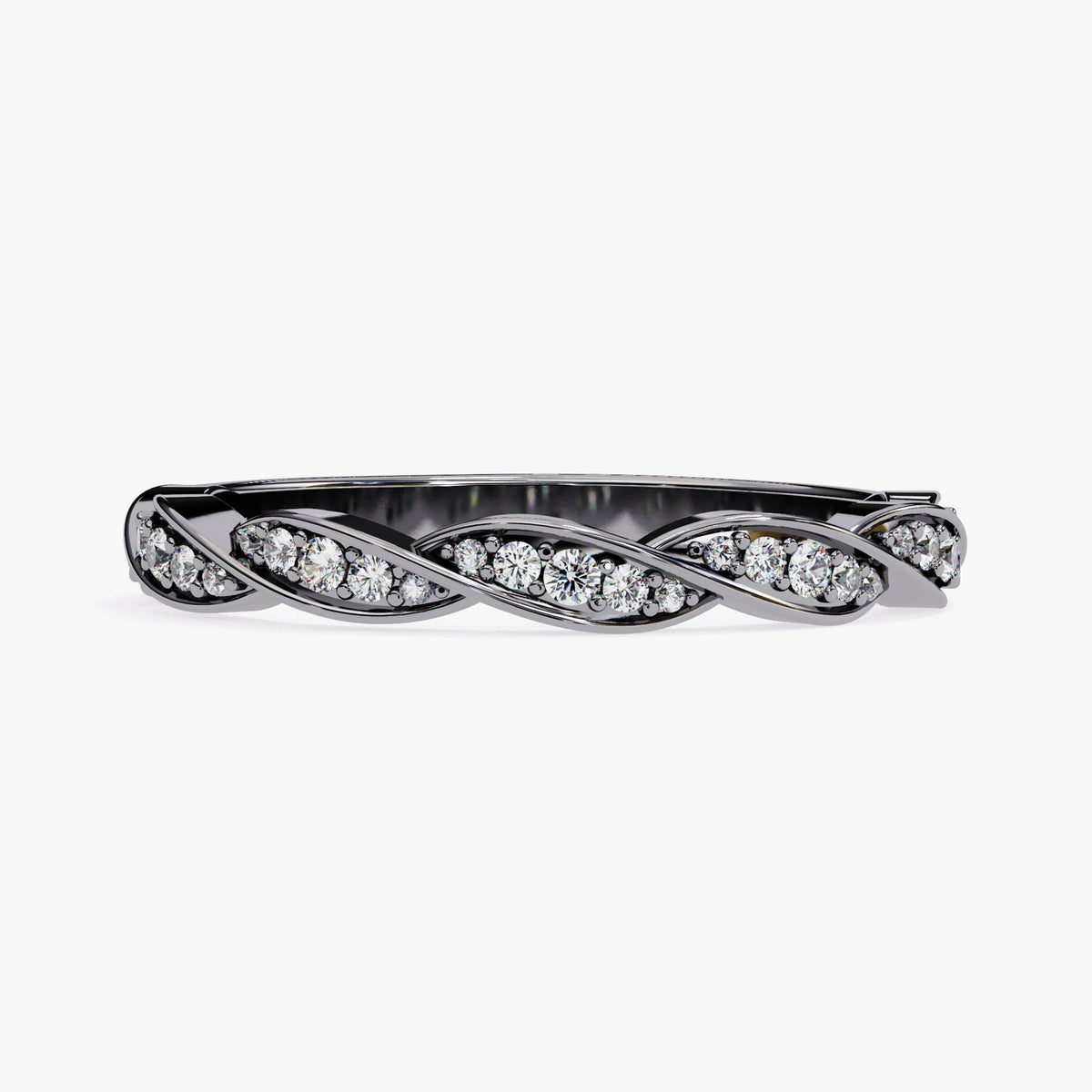 14k Gold Diamond Twist Ring: Pave Set Wave Bridal Band (0.33 Ct)