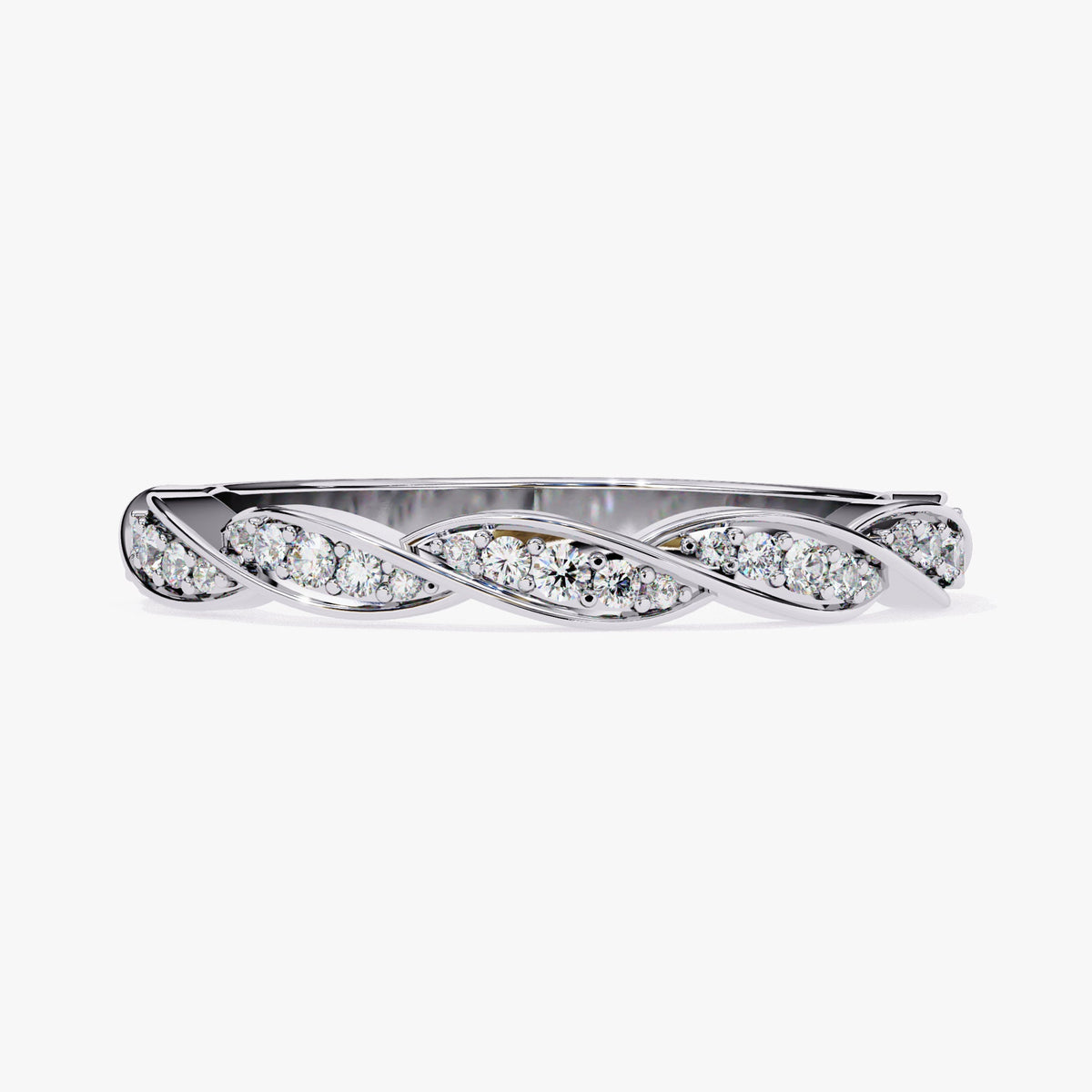 Lab Grown Diamond Twist Ring: 14k Gold Pave Wave Band (0.33 Ct)