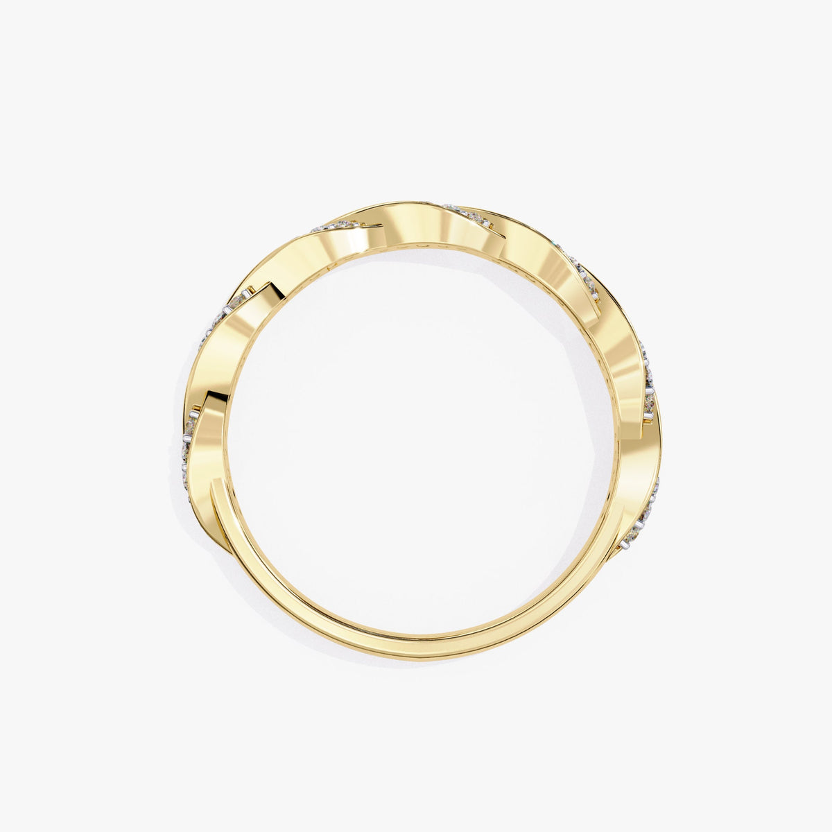 Lab Grown Diamond Twist Ring: 14k Gold Pave Wave Band (0.33 Ct)