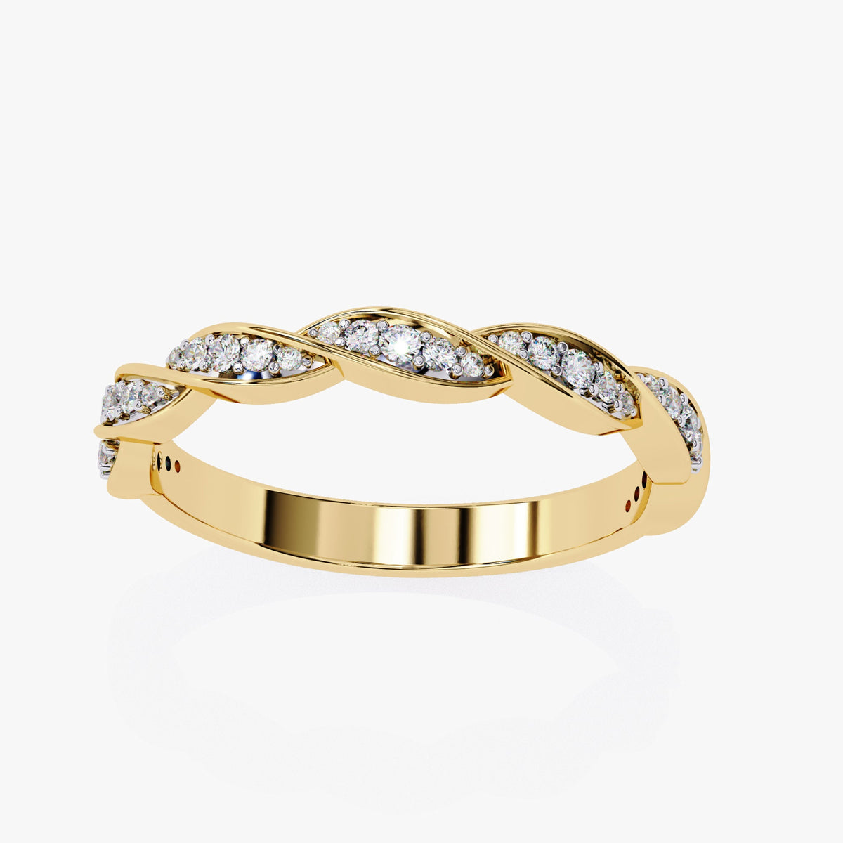 Lab Grown Diamond Twist Ring: 14k Gold Pave Wave Band (0.33 Ct)