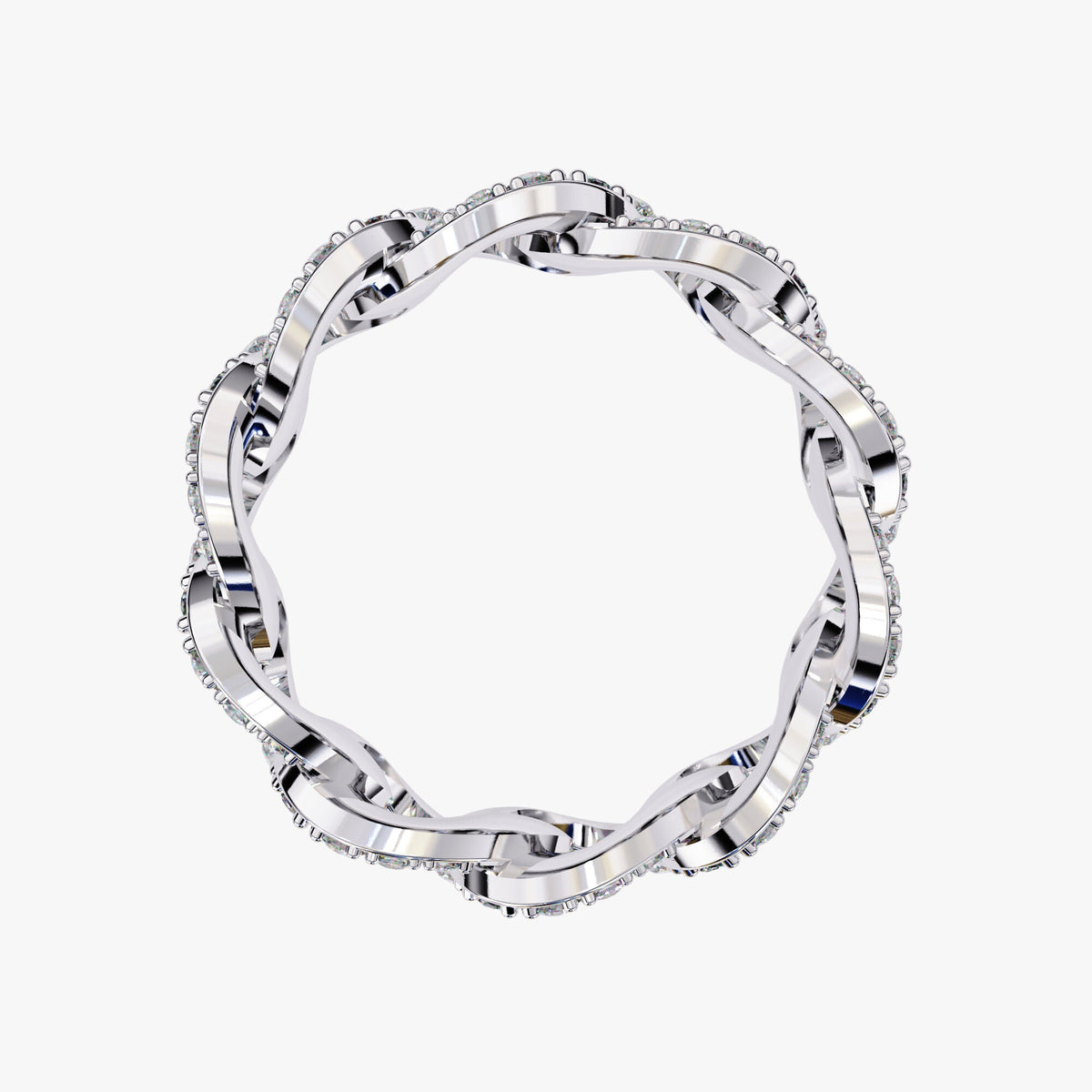1.40 Ct Natural Diamond 14k Gold Chain Link Eternity Ring
