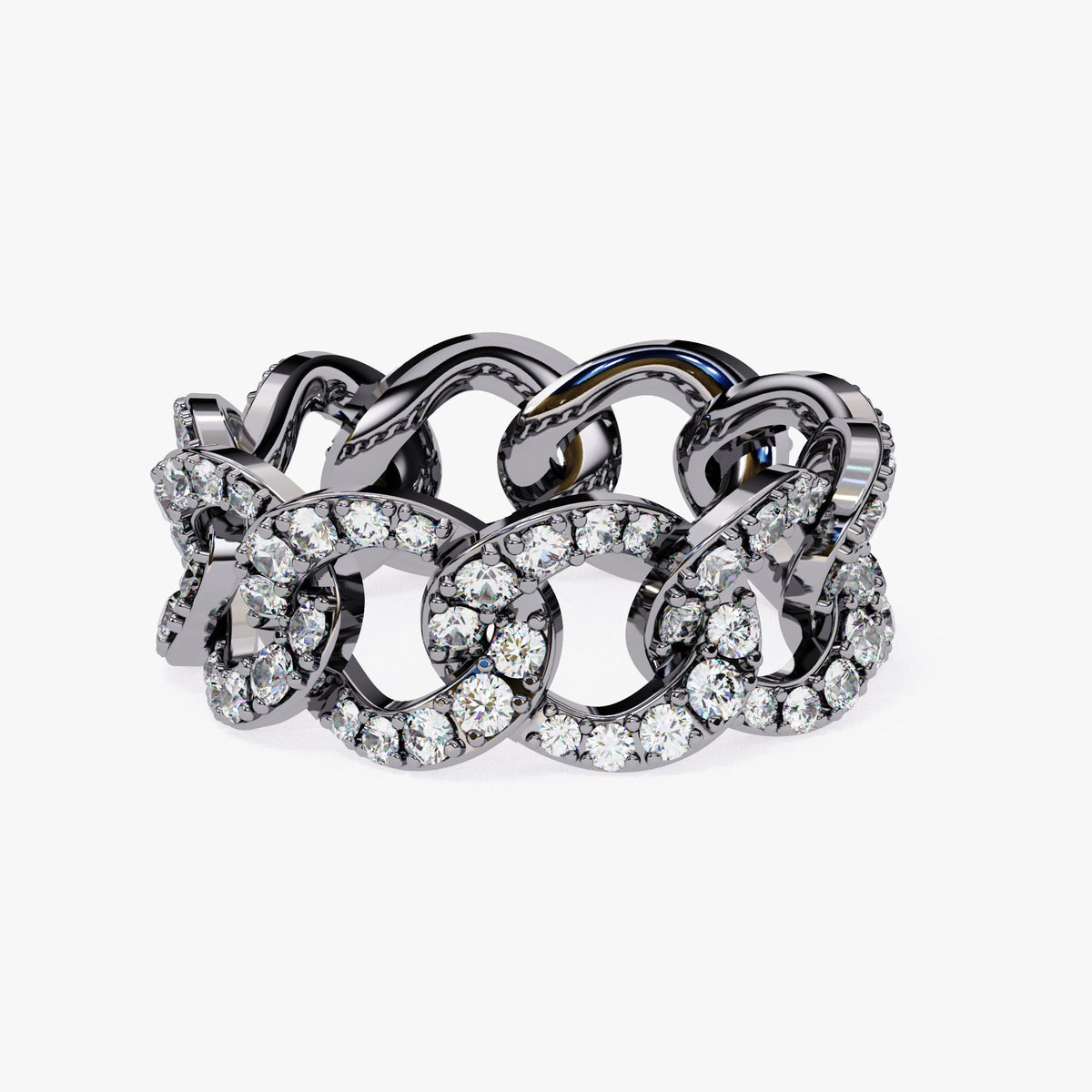 1.40 Ct Natural Diamond 14k Gold Chain Link Eternity Ring