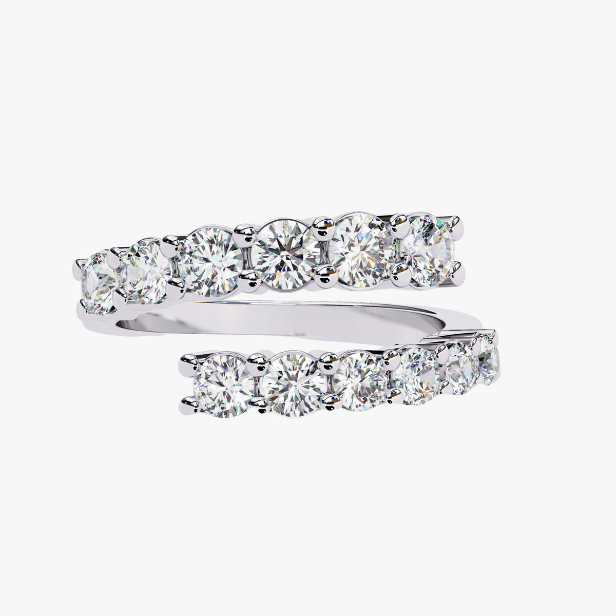 1.30 Ct Lab Grown Diamond Spiral Ring: 14K Gold Open Cuff