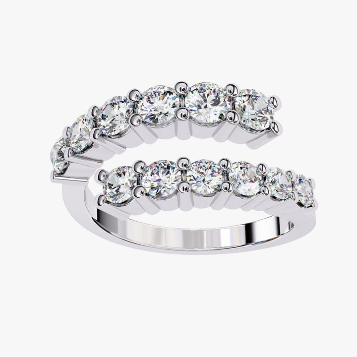 1.30 Ct Lab Grown Diamond Spiral Ring: 14K Gold Open Cuff