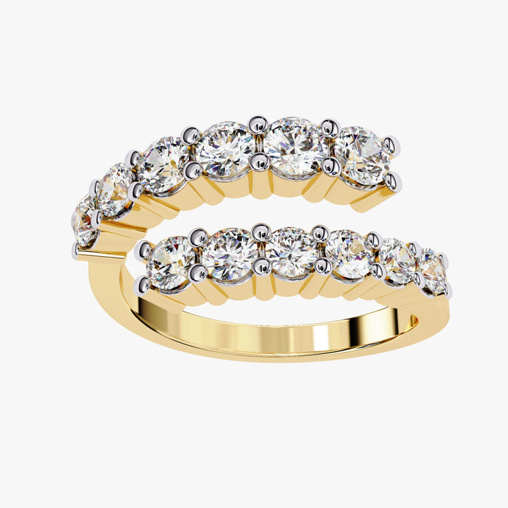 1.30 Ct Lab Grown Diamond Spiral Ring: 14K Gold Open Cuff