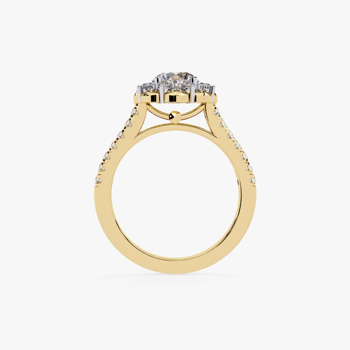 Unique Vintage Style Floral Diamond Halo Engagement Ring Lab Grown Diamond Ring Eco-Friendly Round Diamond Ring Flower Engagement Ring