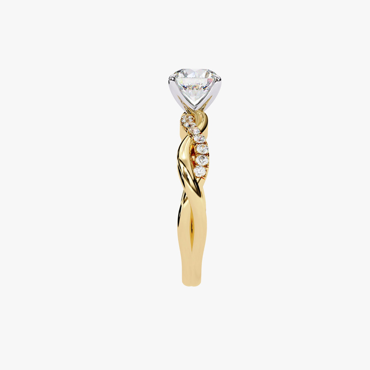 Lab Grown Diamond Engagemeng Ring Lab Created Diamond Ring 14K Solid Rose Gold White Gold Round Promise Proposal Ring Twist Band Design