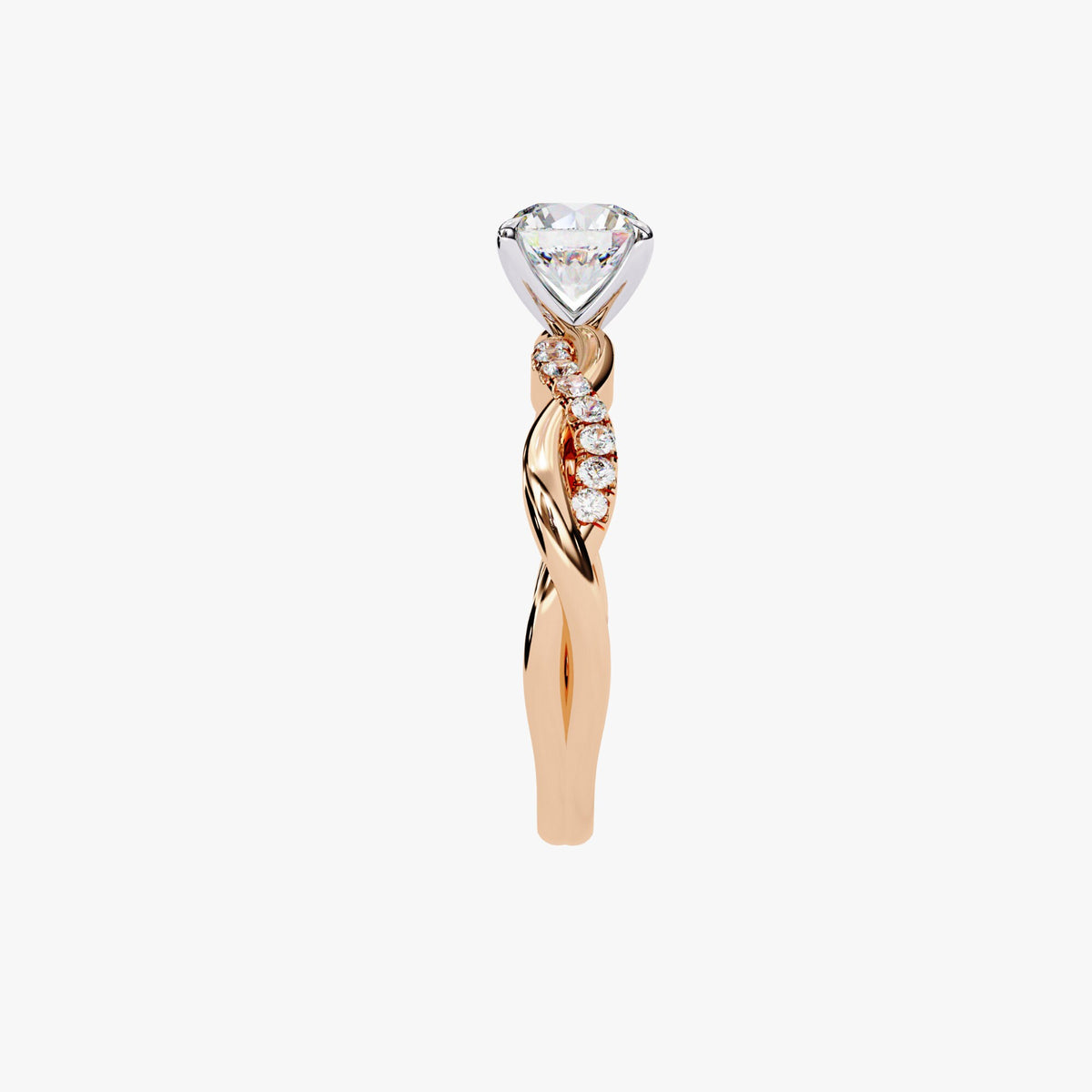 Lab Grown Diamond Engagemeng Ring Lab Created Diamond Ring 14K Solid Rose Gold White Gold Round Promise Proposal Ring Twist Band Design