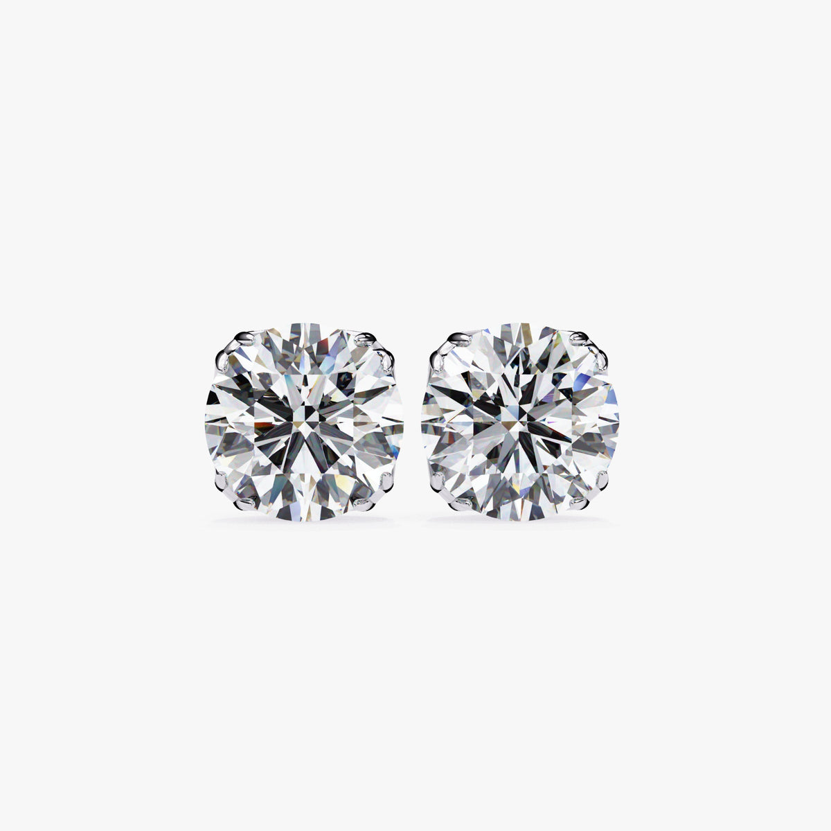 0.50 CTW Natural Diamond Studs: 14k Gold 8 Prong Vintage Inspired Stud Earrings