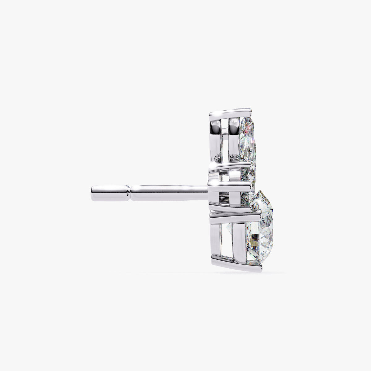 1.40 CT Round Marquise Lab Grown Diamond Stud Earrings, 14K Gold Earrings, Prong Set Unique Diamond Earrings, Dainty Women Wedding Earring