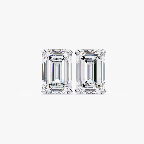 Emerald Cut Natural Diamond Stud Earrings / 0.20CTW - 1CTW Emerald cut Natural Diamond Earrings / 14K Gold Push Back Earrings