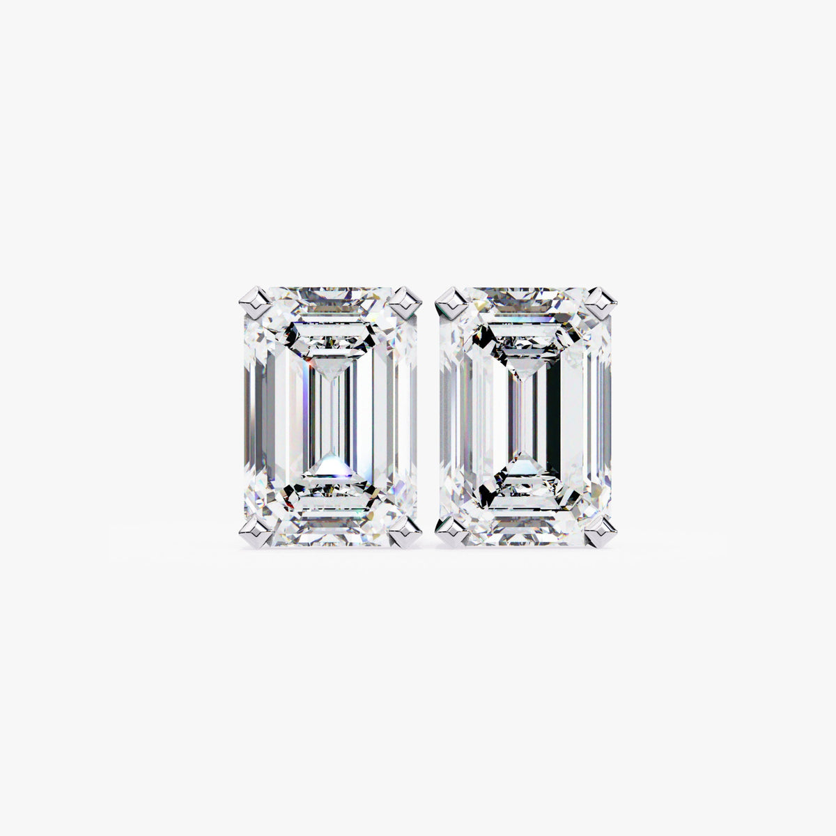 14K Gold Emerald Cut Natural Diamond Stud Earrings (0.50 ctw / 1 ctw)