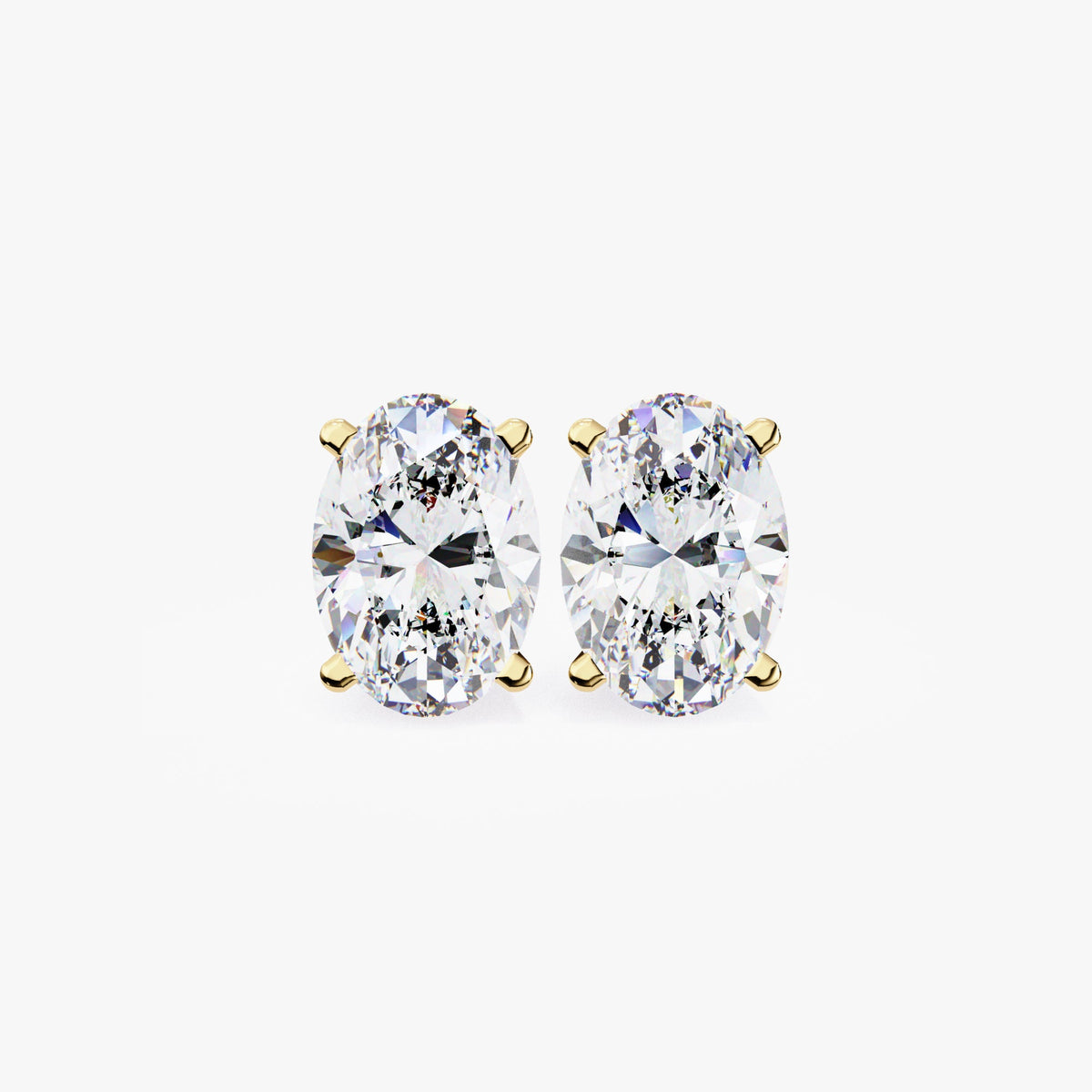 14K Gold Oval Diamond Stud Earrings: 0.50/1 CTW Natural Diamond
