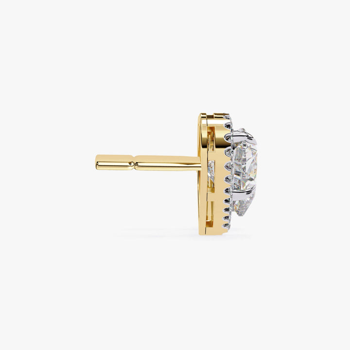 Heart Shaped Lab Diamond Halo Stud Earrings, EF VS Lab Grown Diamond Bridal Studs in 14K Gold, Halo Heart Earrings Gift for Her