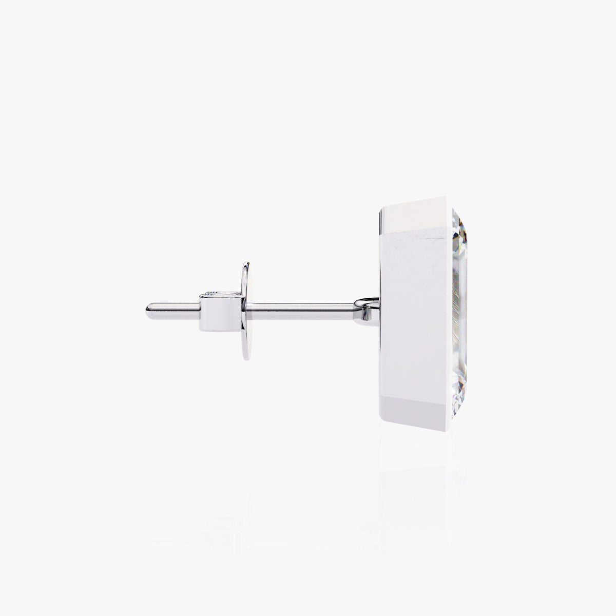 0.50-2 Ctw Emerald Cut Lab Grown Diamond Stud Earring, 14k Gold Bezel Setting Solitaire Emerald Diamond Studs, Minimalist Dainty Studs