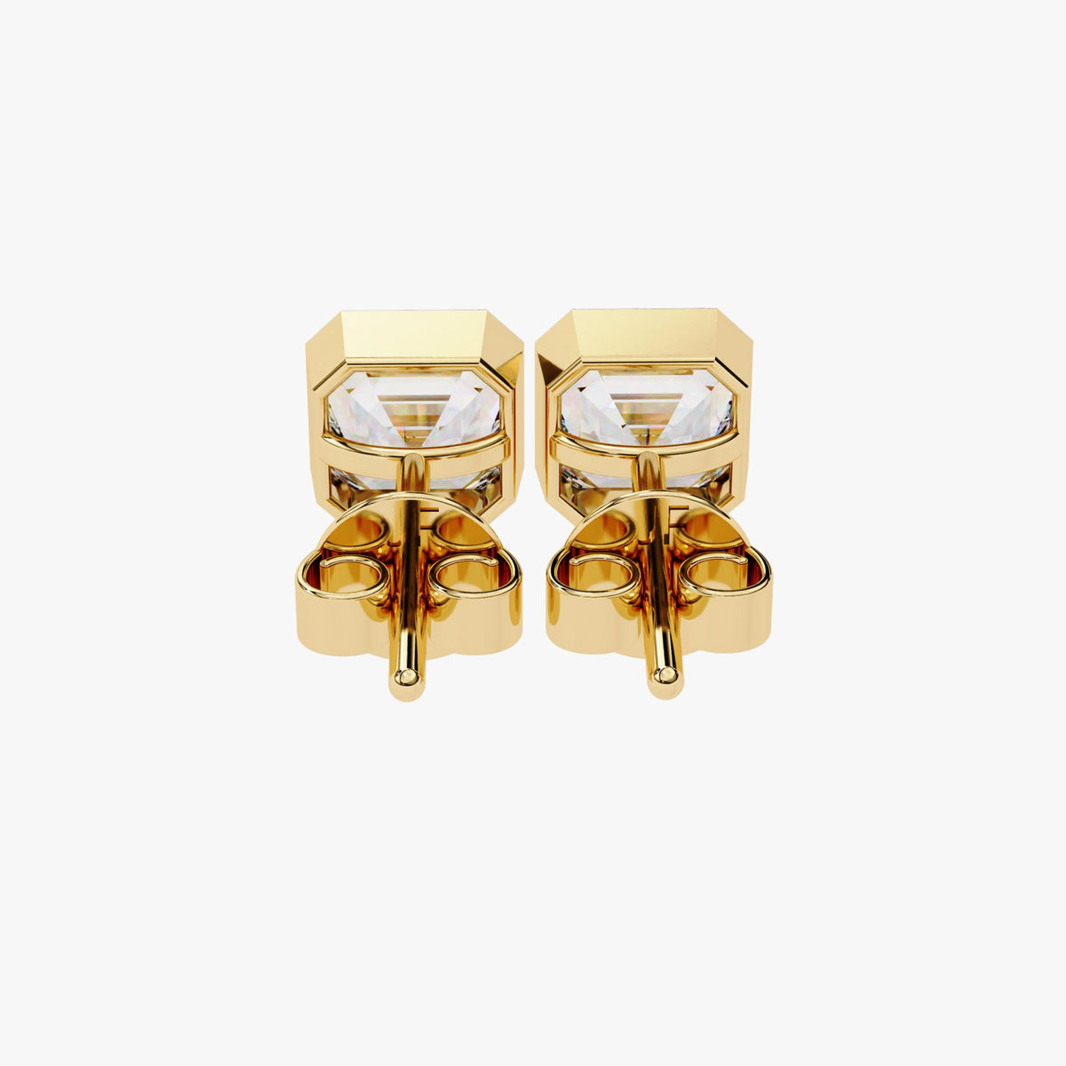 0.50-2 Ctw Emerald Cut Lab Grown Diamond Stud Earring, 14k Gold Bezel Setting Solitaire Emerald Diamond Studs, Minimalist Dainty Studs