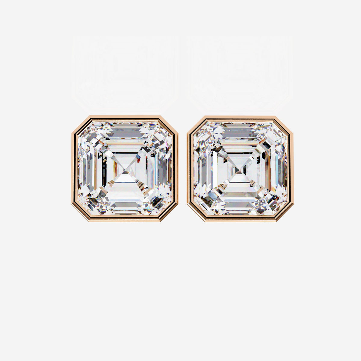 0.50-2 Ctw Asscher Cut Lab Grown Diamond Earrings, 14k Gold Bezel Set Earring, Radiant Square Solitaire Studs, Minimalist Bridal Earrings