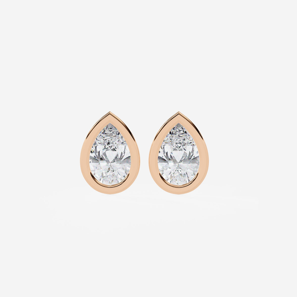 14K Gold Pear Lab Grown Diamond Stud Earrings, 0.50 CTW - 1.8 CTW, Bezel Set