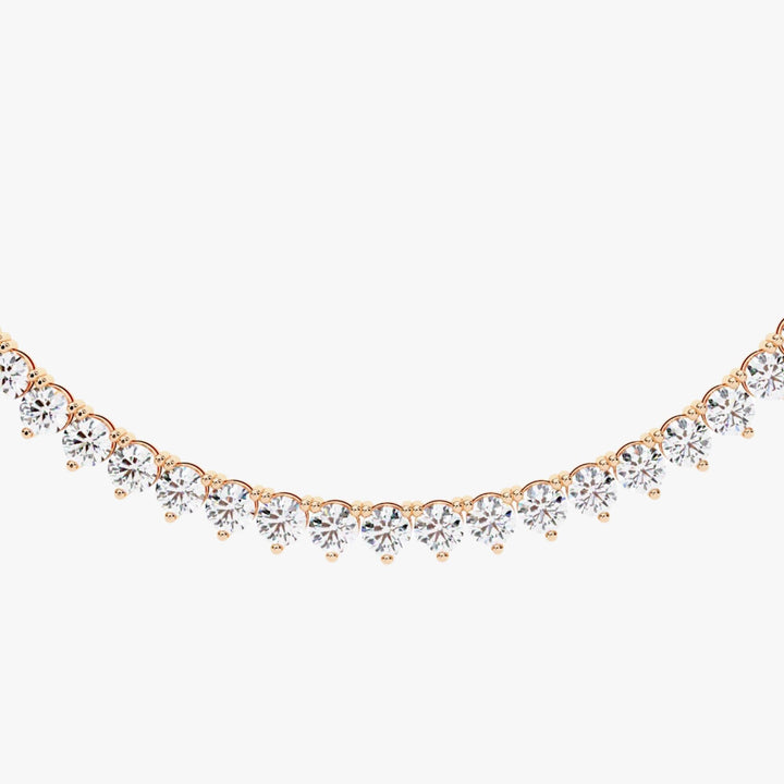 14K Gold Round Lab Grown Diamond Tennis Necklace, 5 CTW
