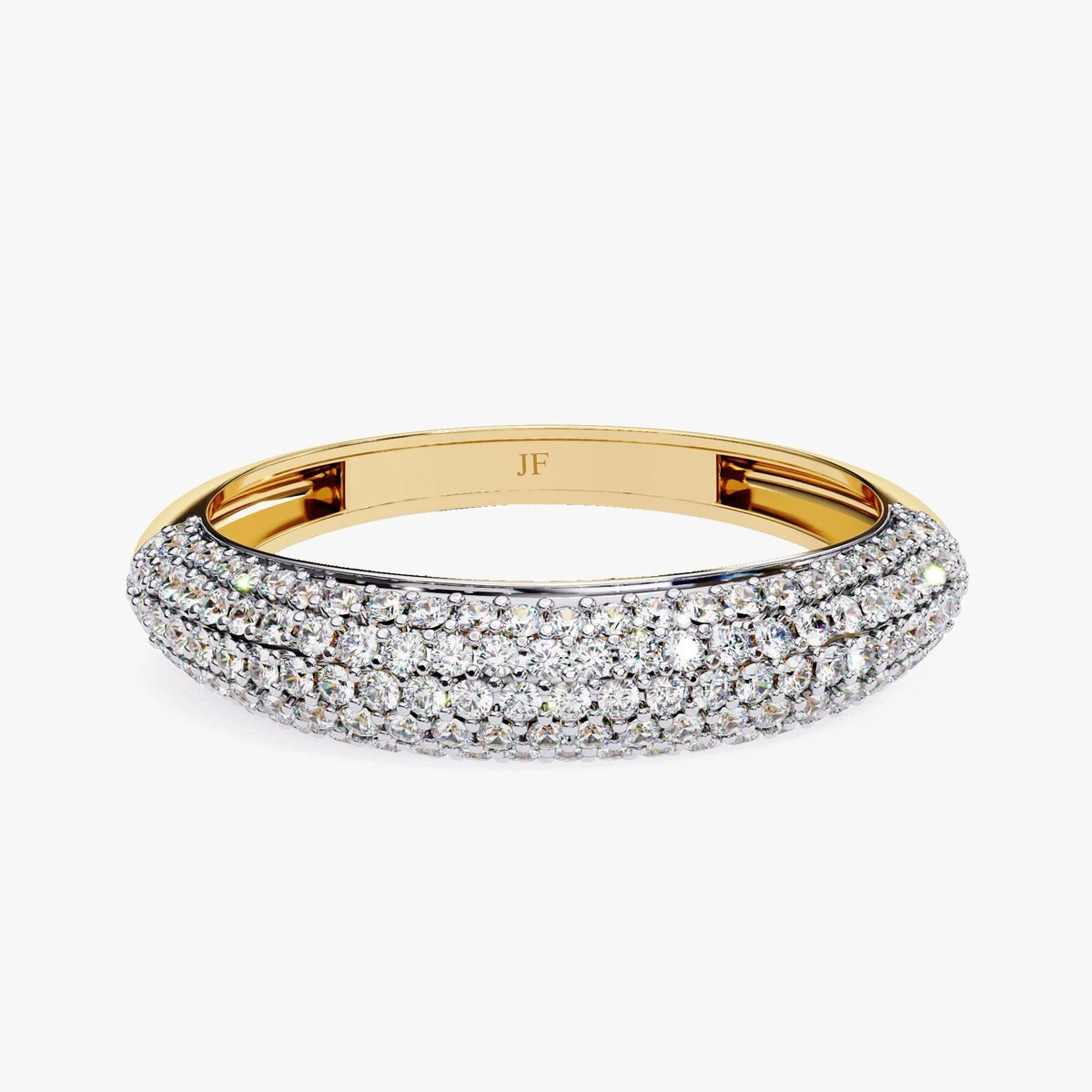Dainty Dome Ring 14K Solid Gold Pave Dome Ring Minimalist Ring Micro Pave Diamond Ring Mother's Day Gift Valentine's Day Gif