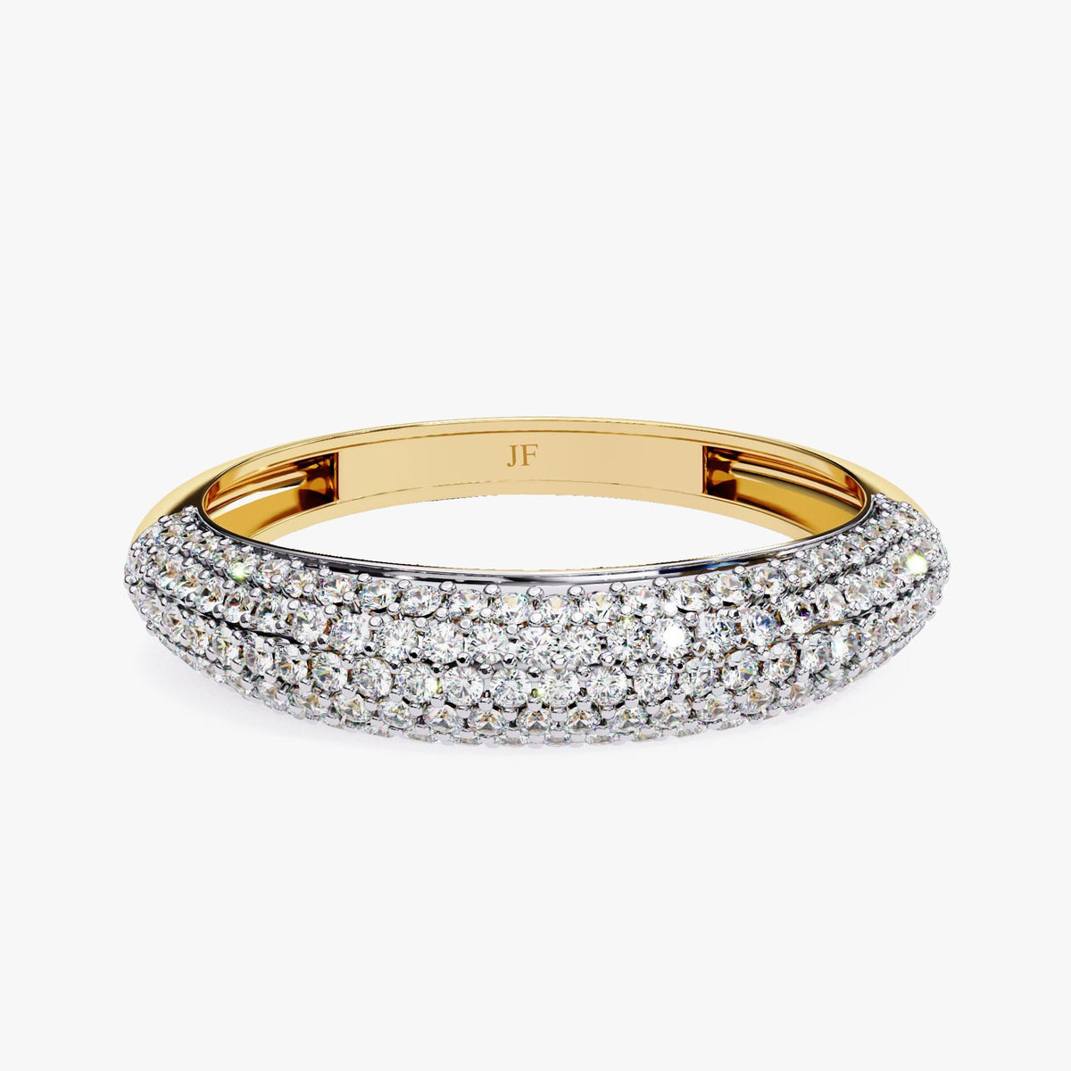 14K Gold Round Natural Diamond Pave Dome Ring, 0.50 CTW