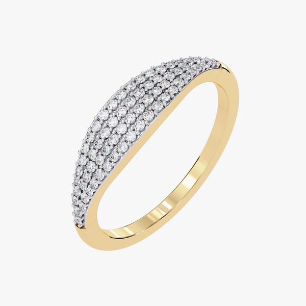 14K Gold Round Natural Diamond Pave Signet Ring, 0.20 CTW