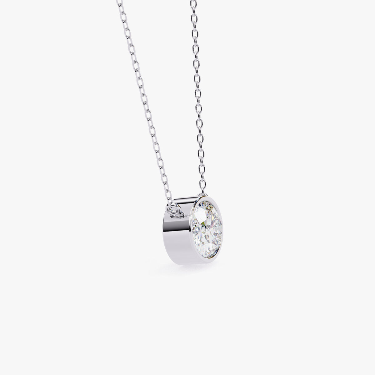 14K Gold Oval Natural Diamond Solitaire Necklace, 0.50 CTW, 16-18 Inch