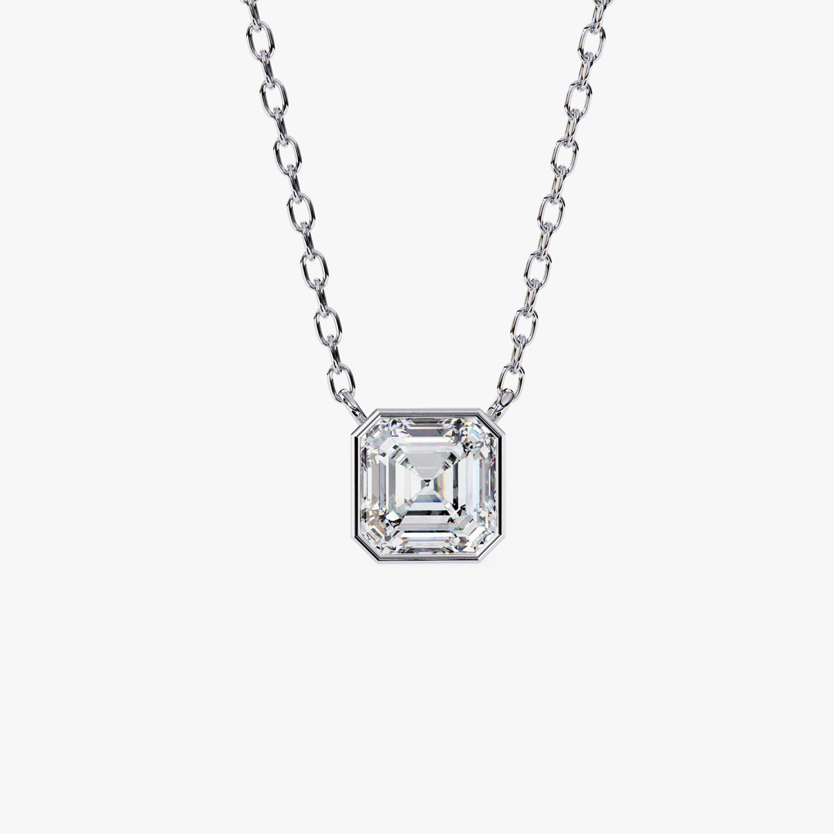 14K Gold Asscher Cut Natural Diamond Pendant, 0.50 CTW, 16-18 Inch