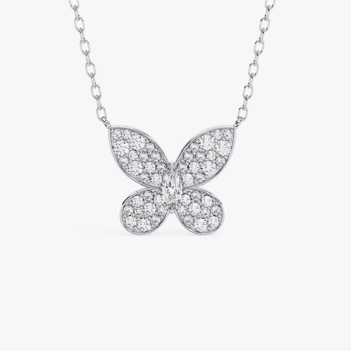 14K Gold Lab Grown Diamond Butterfly Pendant Necklace, 0.20 CTW, 16-18 Inch