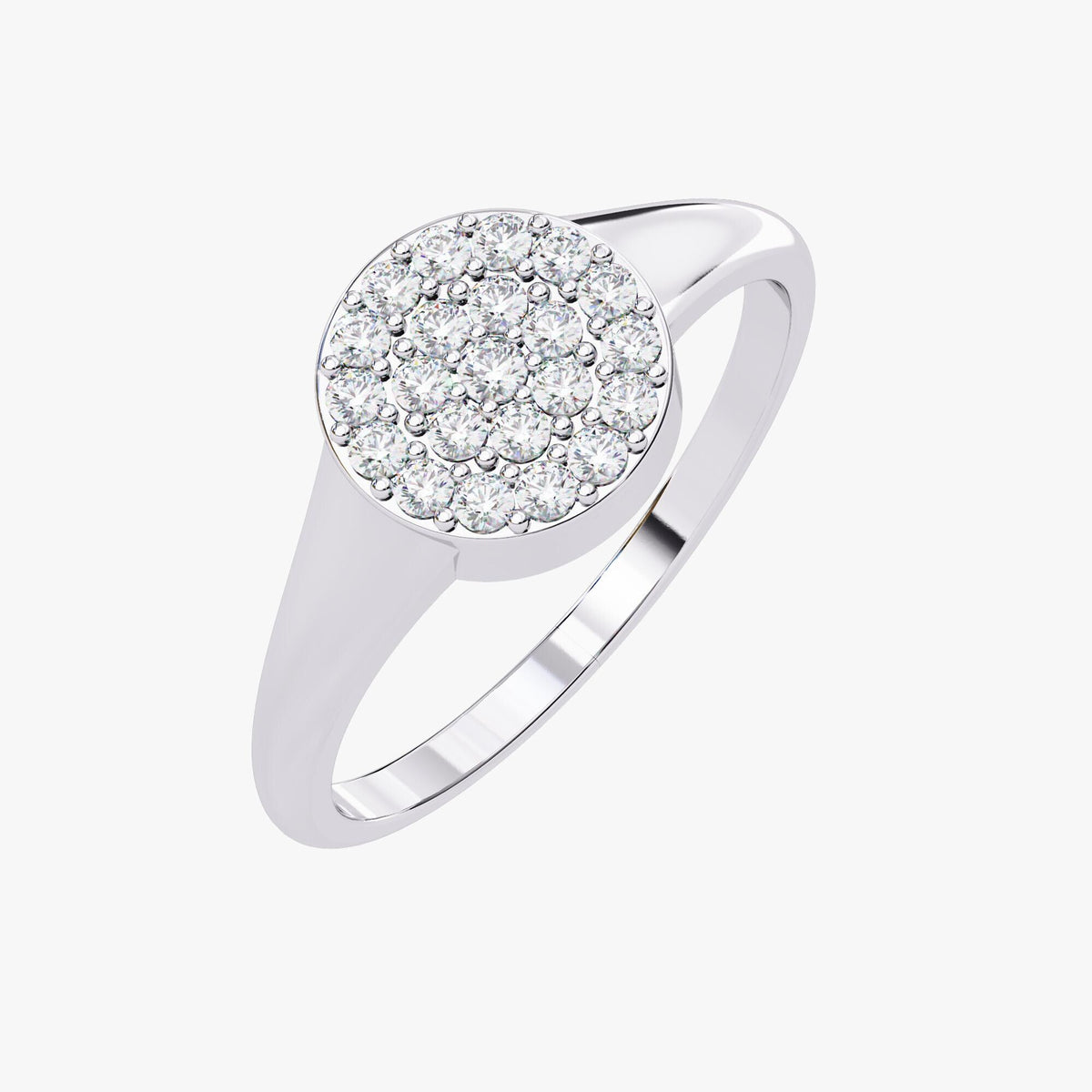 Diamond Signet Pinky Ring, 14K Solid Gold Signet Ring with Natural Diamonds, Minimalist Pave Signet Ring for Anniversary Gifts