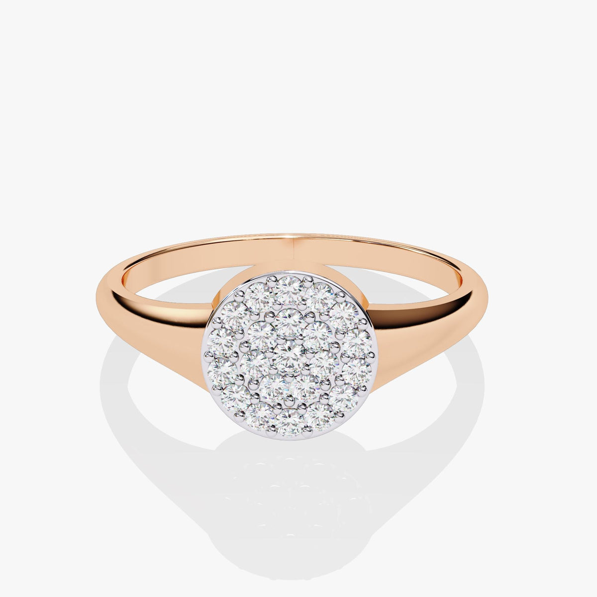 Diamond Signet Pinky Ring, 14K Solid Gold Signet Ring with Natural Diamonds, Minimalist Pave Signet Ring for Anniversary Gifts