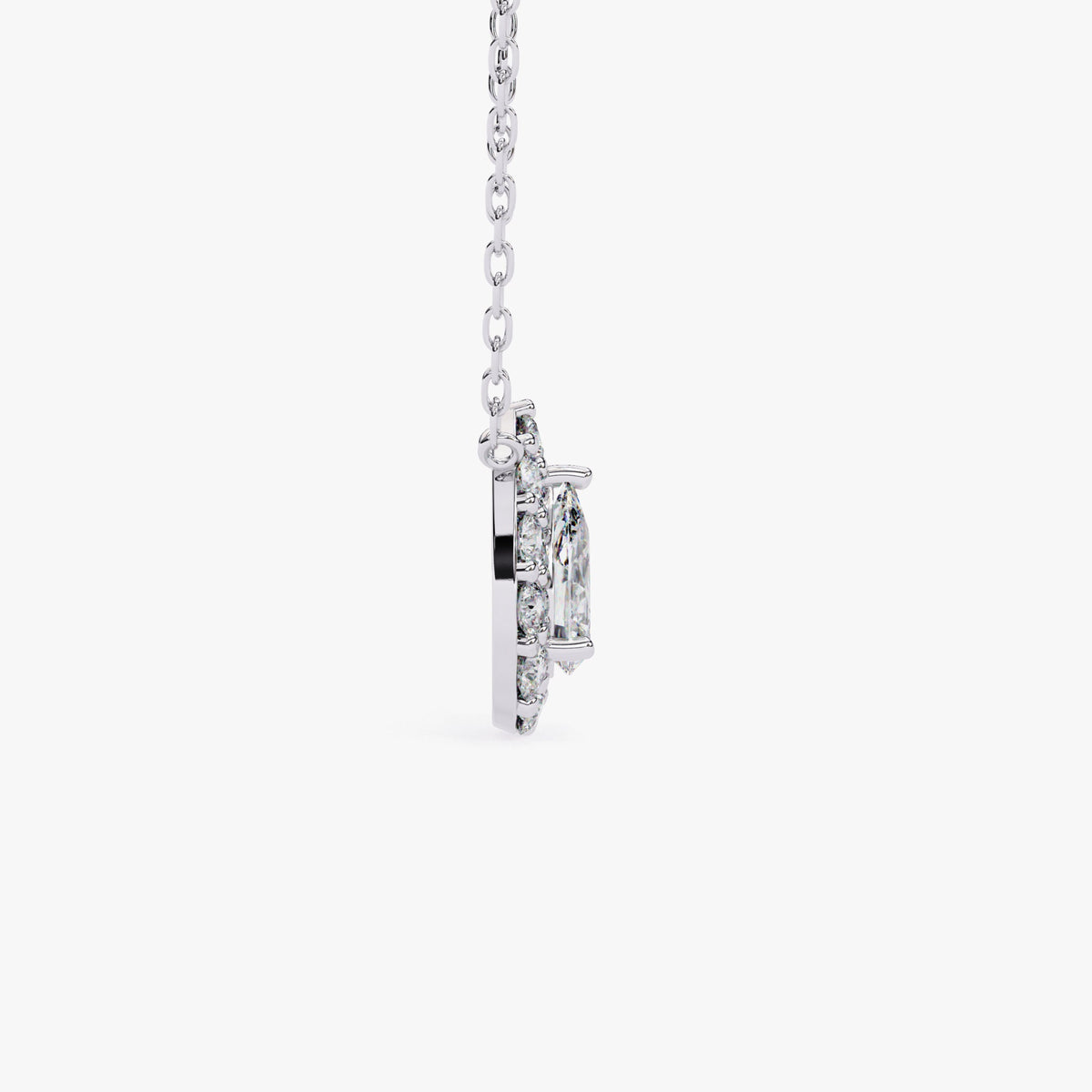14K Gold Pear Lab Grown Diamond Halo Pendant Necklace, 0.60 CTW, 16-18 Inch
