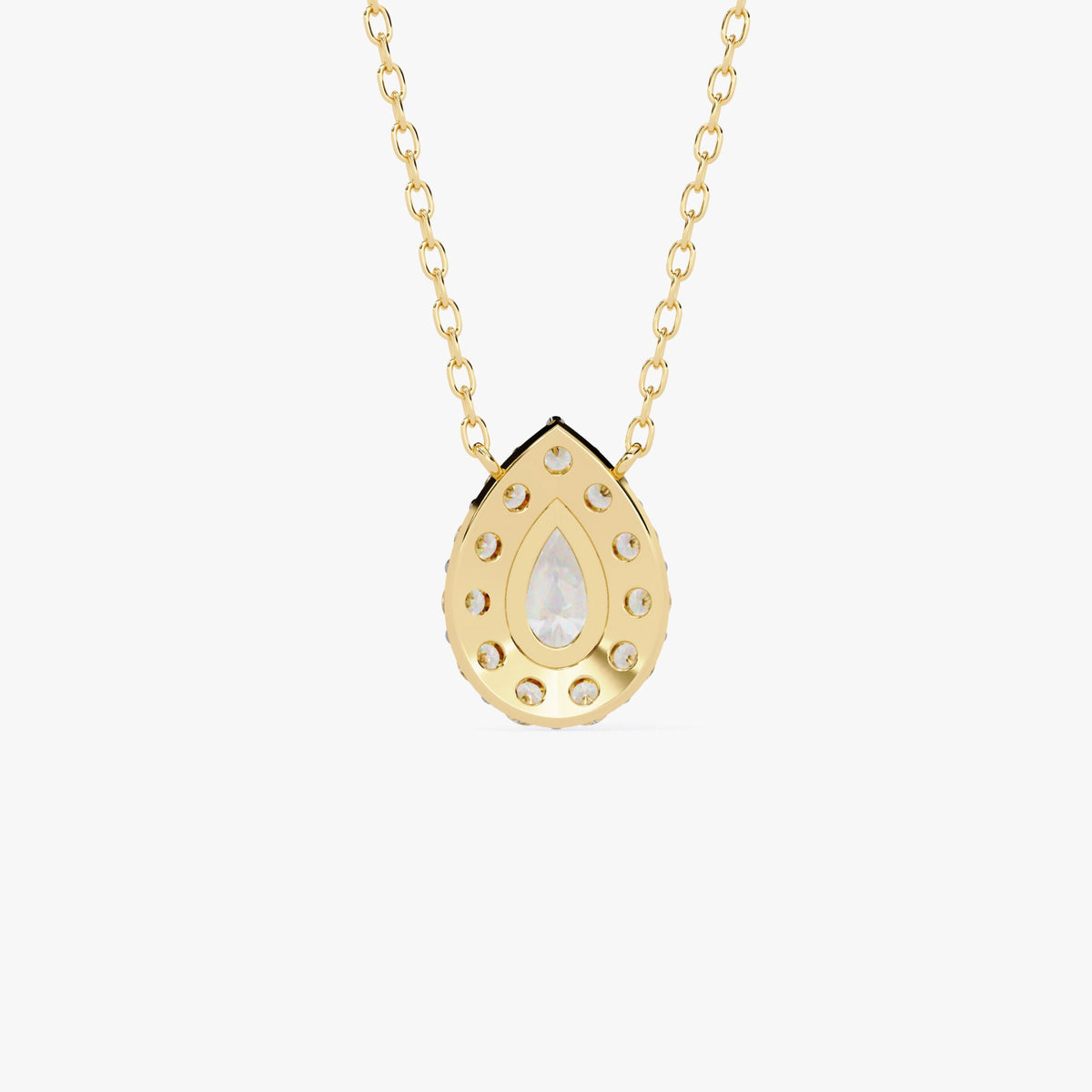 14K Gold Pear Lab Grown Diamond Halo Pendant Necklace, 0.60 CTW, 16-18 Inch