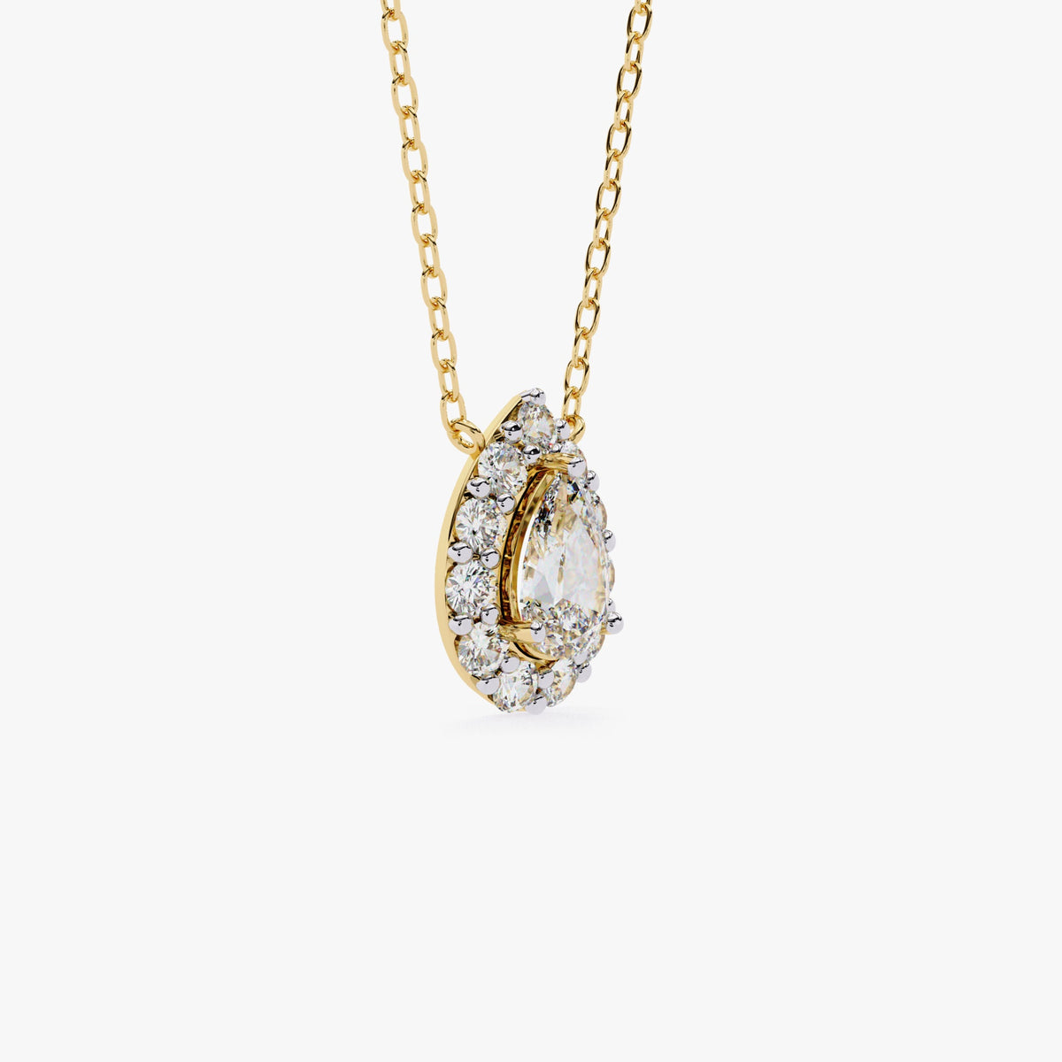 14K Gold Pear Lab Grown Diamond Halo Pendant Necklace, 0.60 CTW, 16-18 Inch
