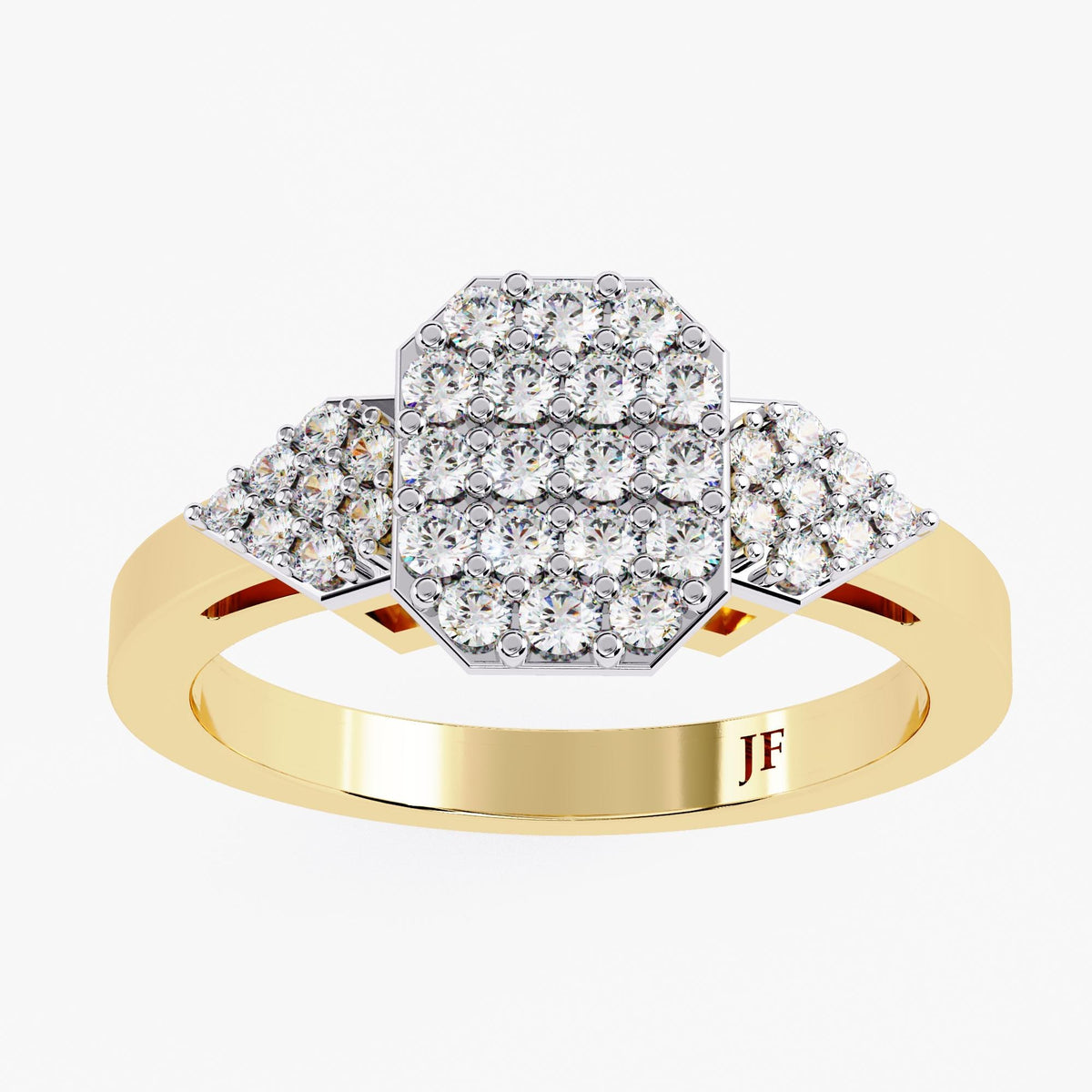 14K Solid Gold Diamond Signet Ring, Pinky Ring, Pave Diamond Ring, Statement Jewelry, Gift for Her
