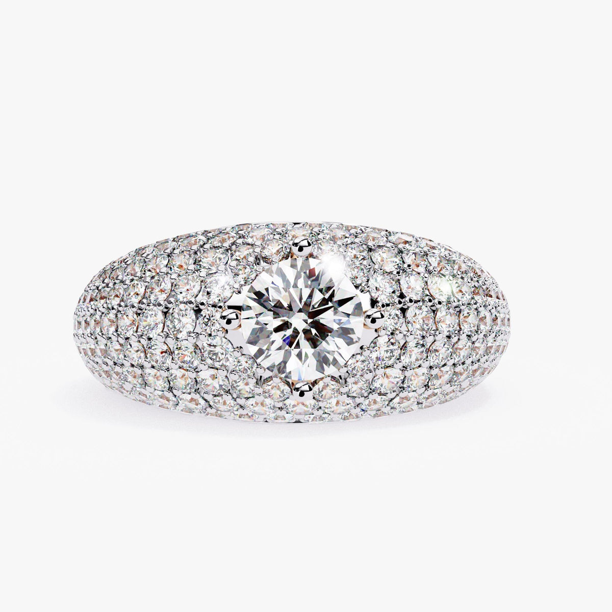 14k Gold Micro Pave Lab Grown Diamond Dome Ring (2.95 ctw)
