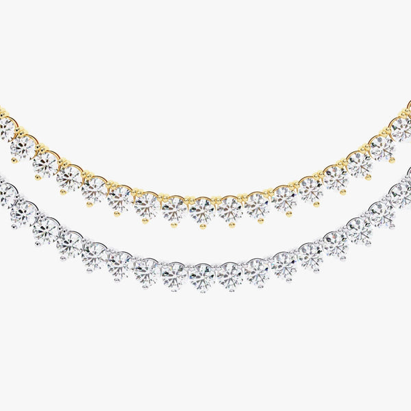 14K Gold Round Natural Diamond Tennis Necklace, 5 CTW