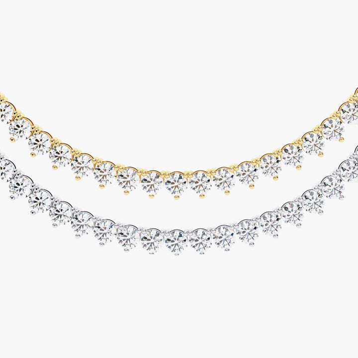 14K Gold Round Lab Grown Diamond Tennis Necklace, 5 CTW