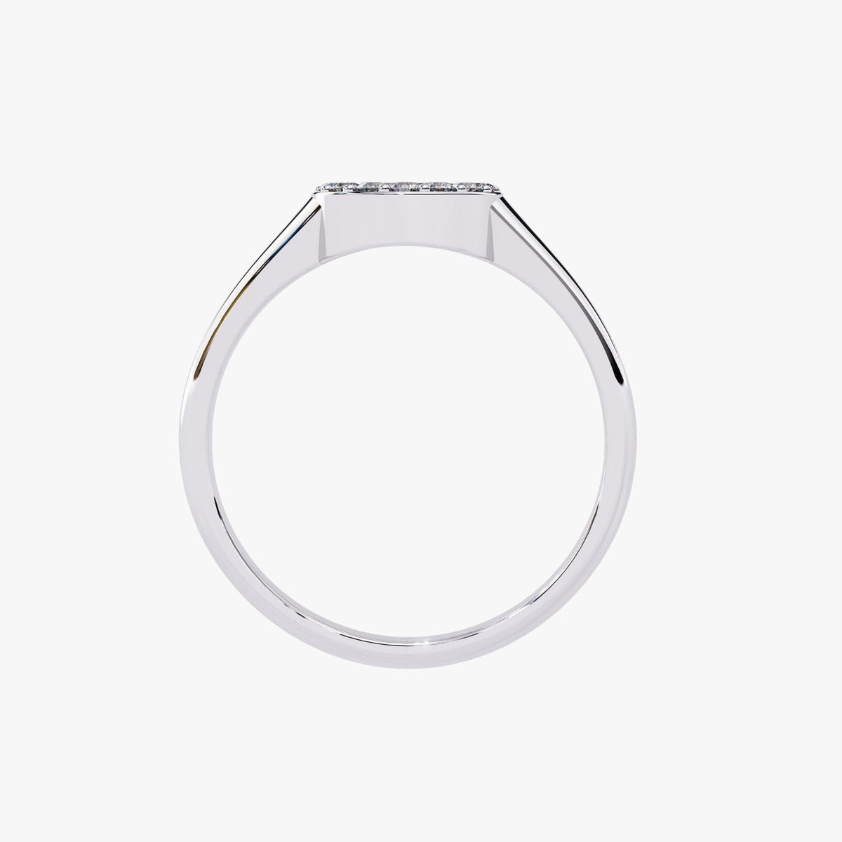 Diamond Signet Pinky Ring, 14K Solid Gold Signet Ring with Natural Diamonds, Minimalist Pave Signet Ring for Anniversary Gifts
