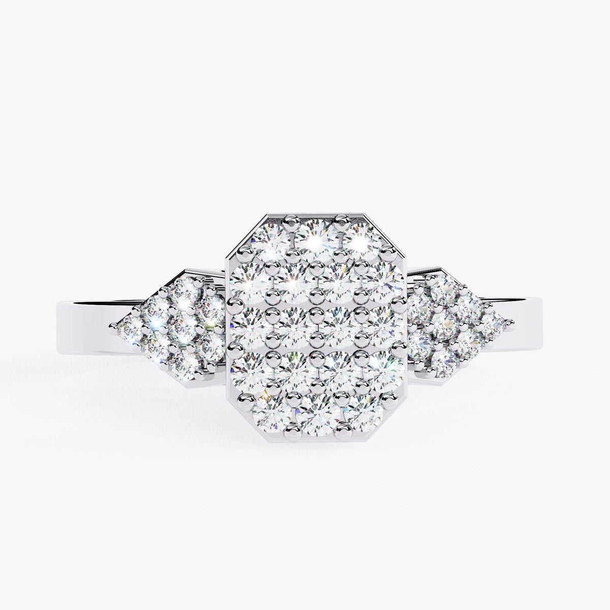 14K Solid Gold Diamond Signet Ring, Pinky Ring, Pave Diamond Ring, Statement Jewelry, Gift for Her