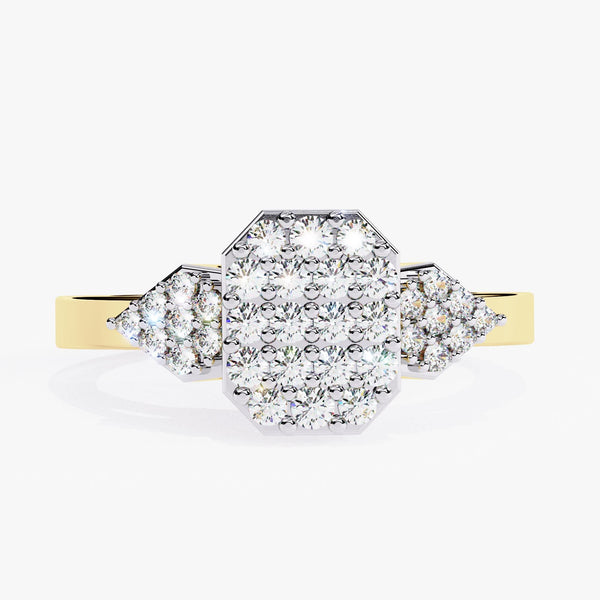 14K Solid Gold Diamond Signet Ring, Pinky Ring, Pave Diamond Ring, Statement Jewelry, Gift for Her