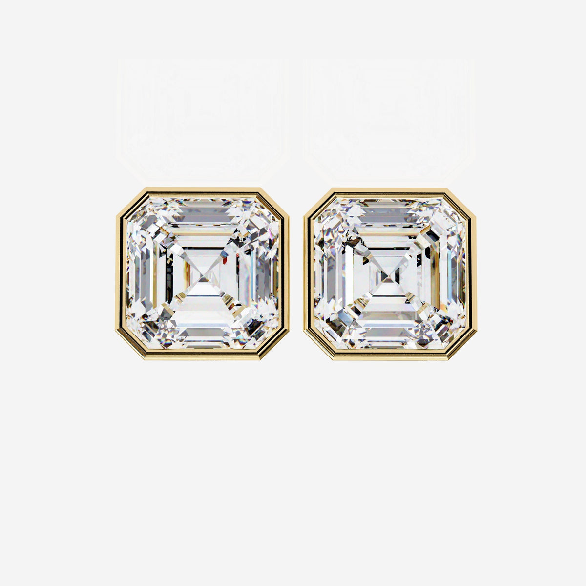 0.50-2 Ctw Asscher Cut Lab Grown Diamond Earrings, 14k Gold Bezel Set Earring, Radiant Square Solitaire Studs, Minimalist Bridal Earrings