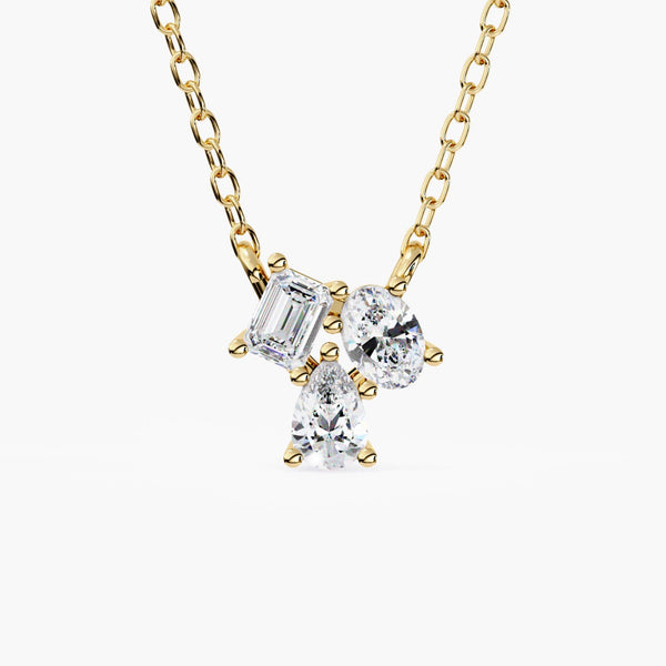 14K Gold Lab Grown Diamond Moi et Toi Pendant Necklace, 0.90 CTW