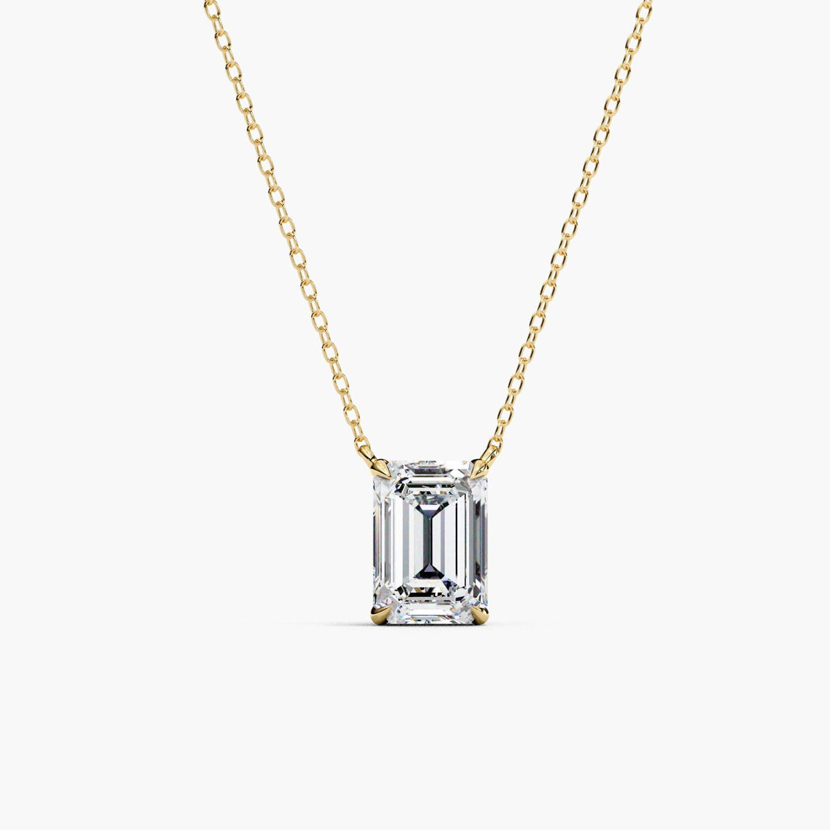Solitaire Emerald Lab Grown Diamond Necklace Pendant Necklace, 14k Gold Minimalist Anniversary Pendant,Solid Gold Necklace, Bridal Jewelry