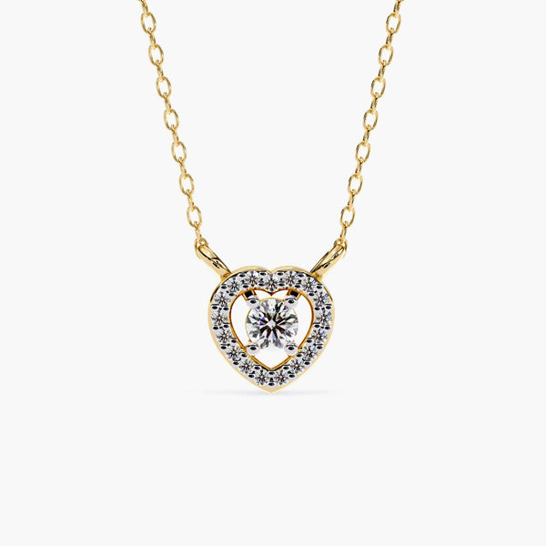 14K Gold Natural Diamond Open Heart Pendant Necklace, 0.17 CTW, 16-18 Inch