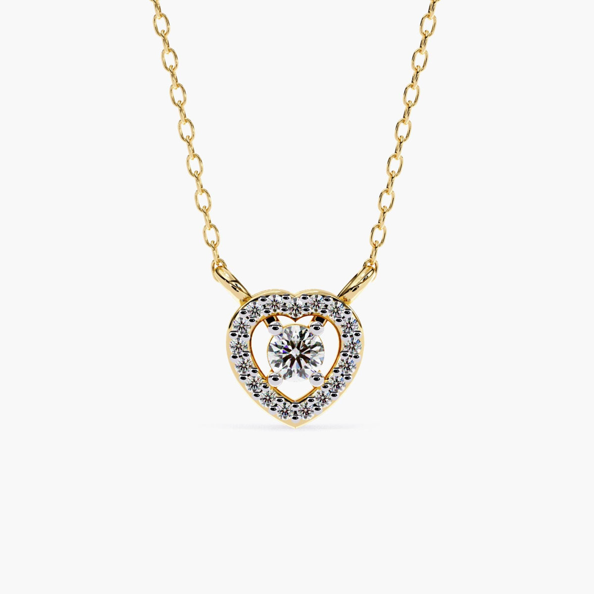 Diamond Heart Pendant Necklace, 14k Gold Dainty Open Heart Pendant, Heart Shaped Love Necklace, Last Minute Gift for Her, Anniversary Gift